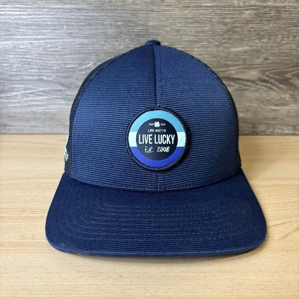 Topgolf Hat Cap Snap Back Trucker Mesh Blue Black Clover Live Lucky Mens Golf